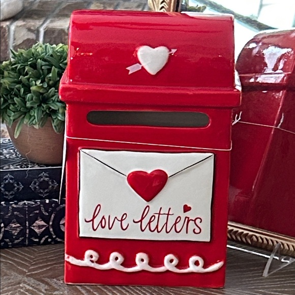 Other - NEW! Vintage Inspired Ceramic Valentines Day Holiday Red Love Letters Mailbox